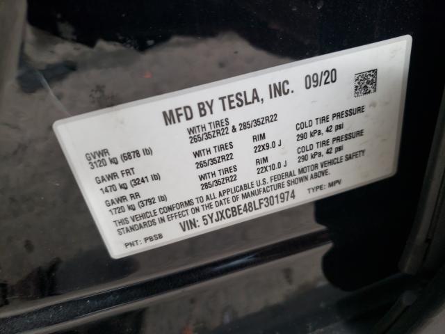 2020 TESLA MODEL X 5YJXCBE48LF301974