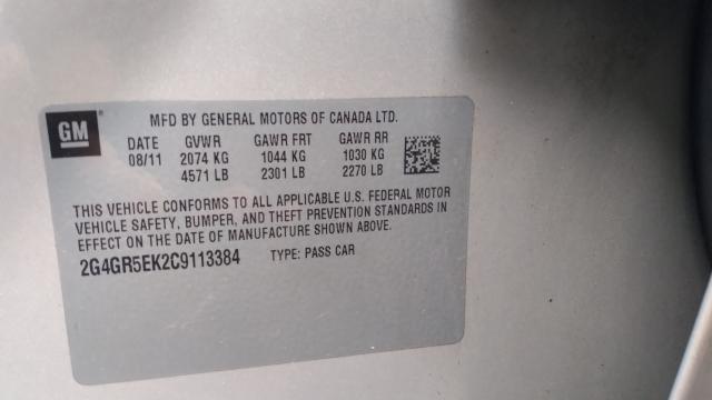 2012 BUICK REGAL 2G4GR5EK2C9113384
