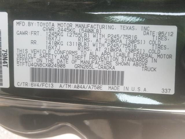 2012 TOYOTA TACOMA PRE 5TFTU4GN8CX024908