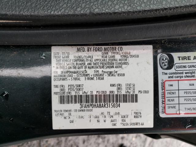 2010 FORD FUSION SE - 3FAHP0HA8AR315034