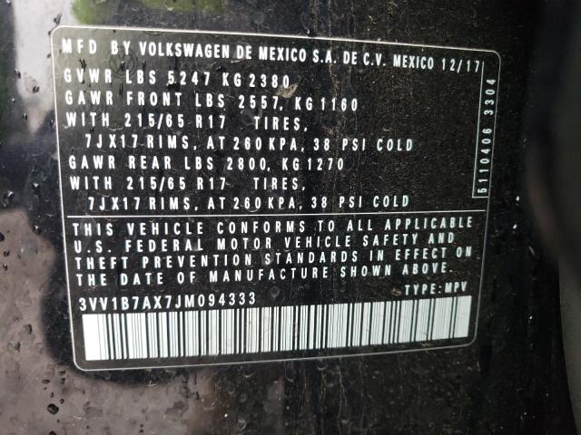 2018 VOLKSWAGEN TIGUAN S - 3VV1B7AX7JM094333