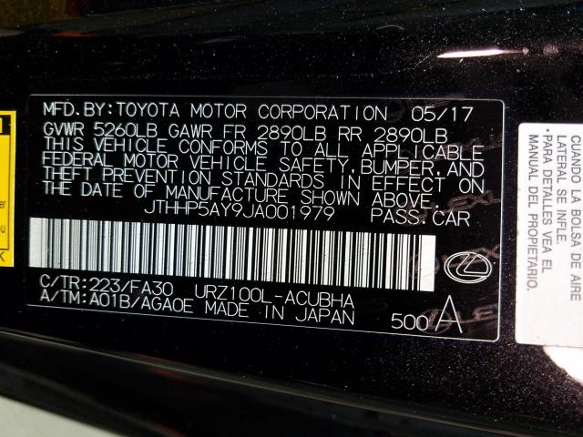 2018 LEXUS LC 500 JTHHP5AY9JA001979