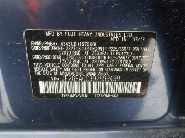 2013 SUBARU XV CROSSTR JF2GPACC3D2899499