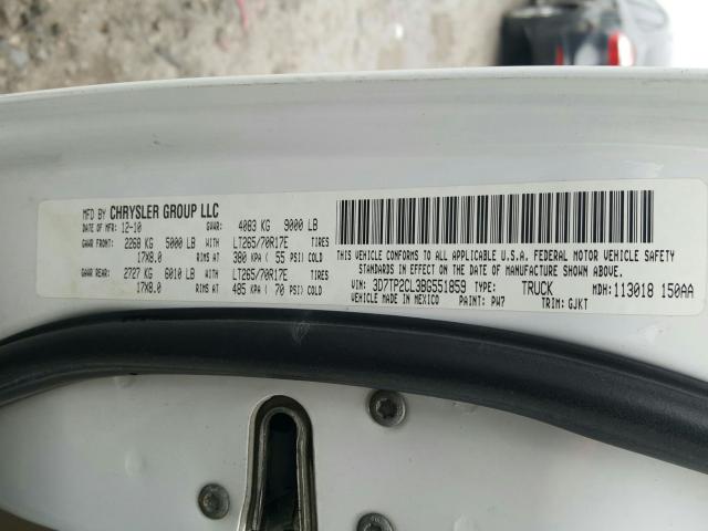 2011 DODGE RAM 2500 3D7TP2CL3BG551859