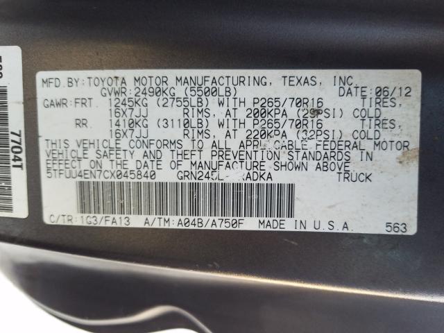 2012 TOYOTA TACOMA 5TFUU4EN7CX045840