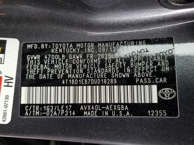 2013 TOYOTA AVALON HYB 4T1BD1EB7DU018289