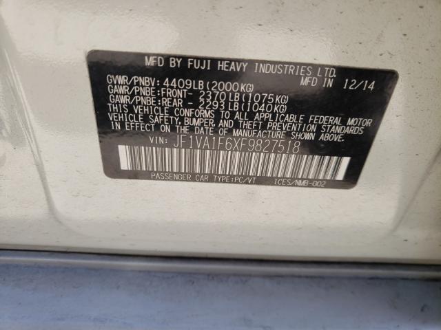 2015 SUBARU WRX PREMIU JF1VA1F6XF9827518