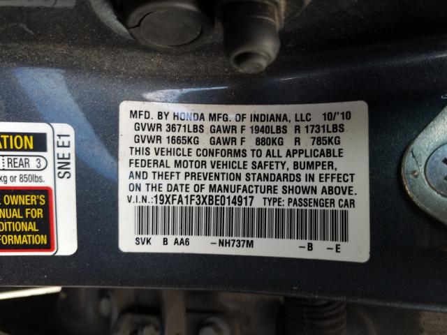 2011 HONDA CIVIC VP 19XFA1F3XBE014917