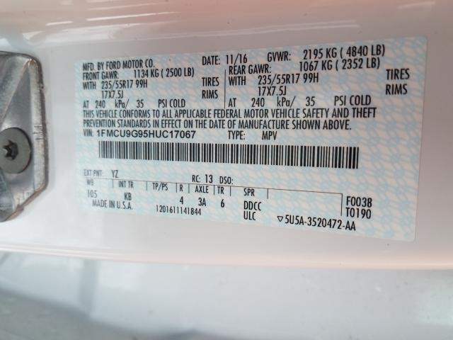 2017 FORD ESCAPE 1FMCU9G95HUC17067