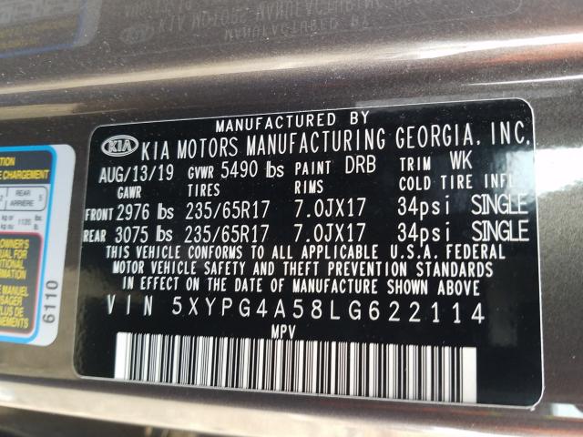 2020 KIA SORENTO S 5XYPG4A58LG622114