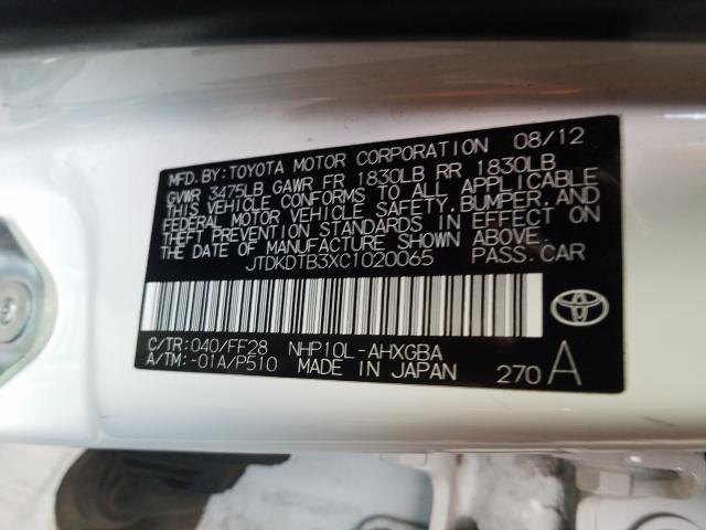 2012 TOYOTA PRIUS C JTDKDTB3XC1020065