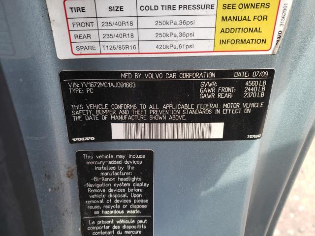 2010 VOLVO C70 T5 YV1672MC1AJ091663