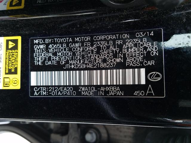2014 LEXUS CT 200 JTHKD5BH4E2188237