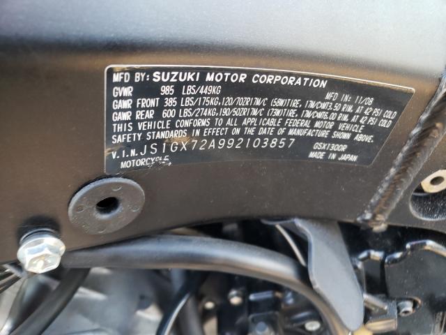 2009 SUZUKI GSX1300 R JS1GX72A992103857