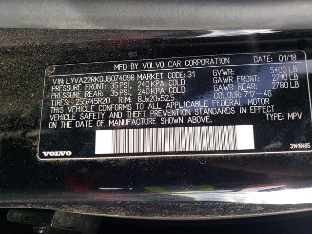 2018 VOLVO XC60 T6 LYVA22RK0JB074098