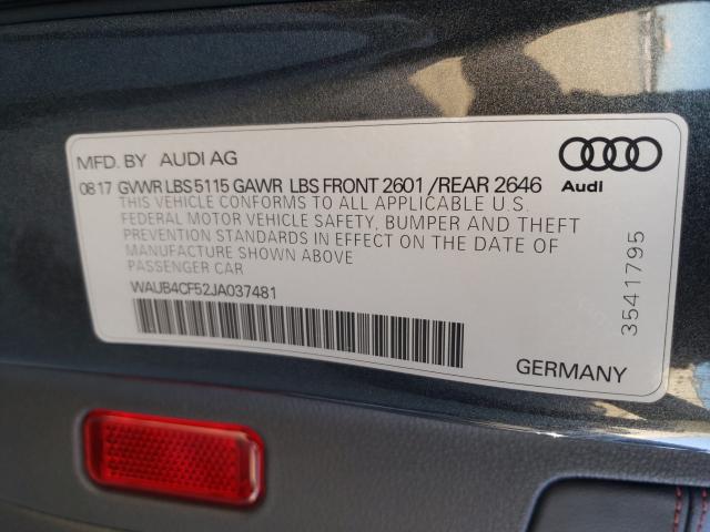 2018 AUDI S5 PREMIUM WAUB4CF52JA037481
