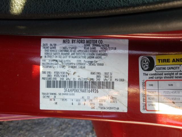2010 FORD FUSION SPO 3FAHP0KC9AR164926