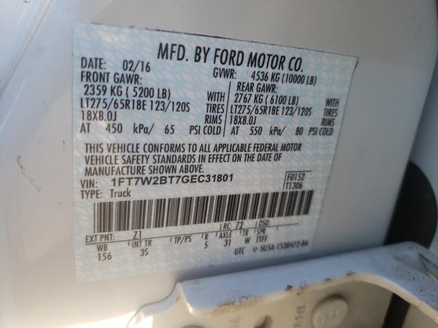 2016 FORD F250 SUPER 1FT7W2BT7GEC31801