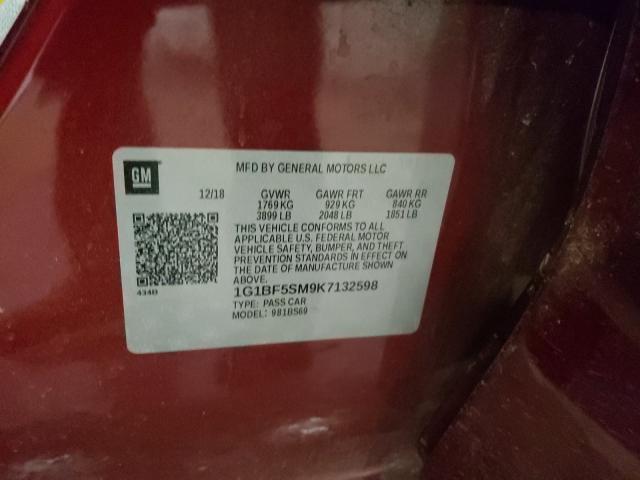 2019 CHEVROLET CRUZE PREM 1G1BF5SM9K7132598