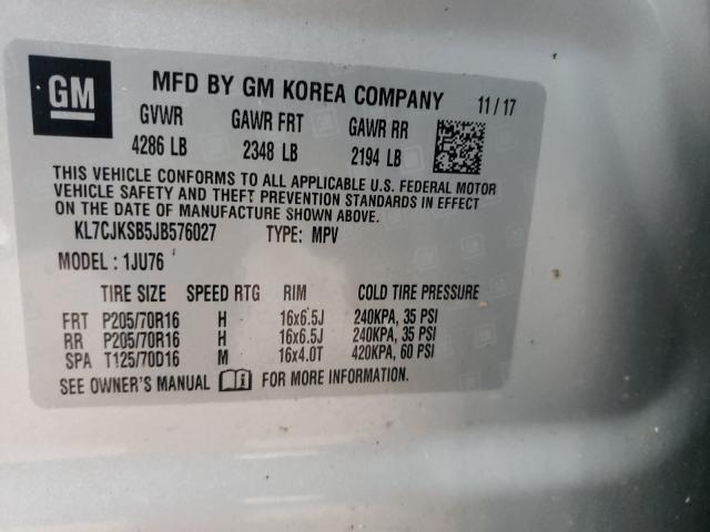 2018 CHEVROLET TRAX LS KL7CJKSB5JB576027