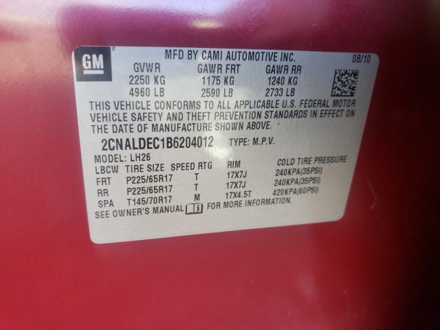 2011 CHEVROLET EQUINOX LT 2CNALDEC1B6204012