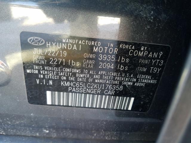 2019 HYUNDAI IONIQ BLUE KMHC65LC2KU176358