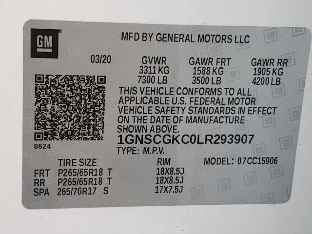 2020 CHEVROLET SUBURBAN C 1GNSCGKC0LR293907