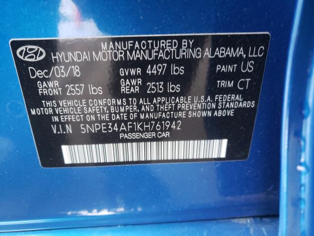 2019 HYUNDAI SONATA LIM 5NPE34AF1KH761942