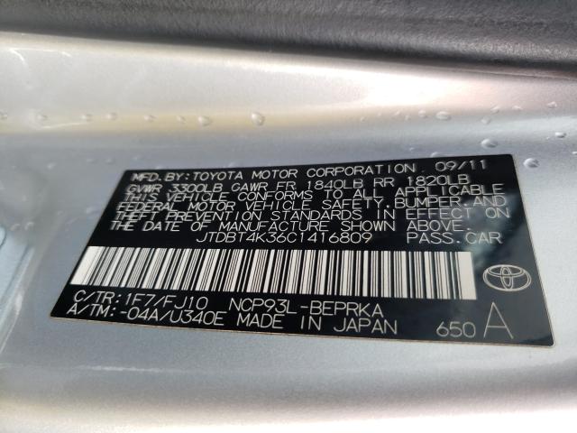 2012 TOYOTA YARIS - JTDBT4K36C1416809