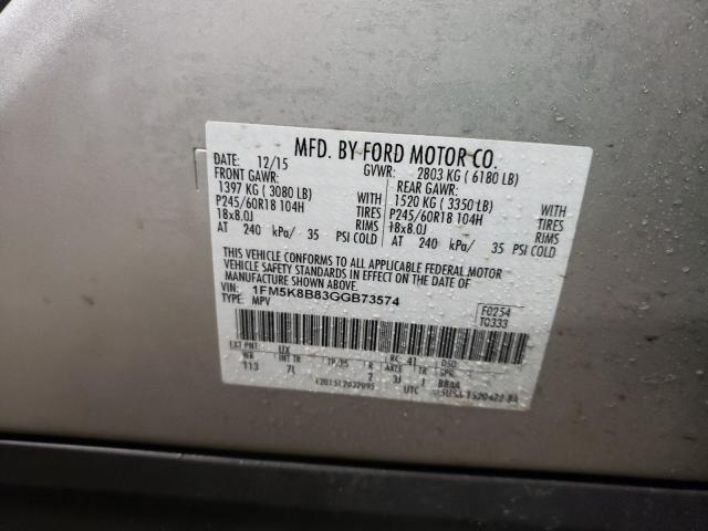 2016 FORD EXPLORER 1FM5K8B83GGB73574