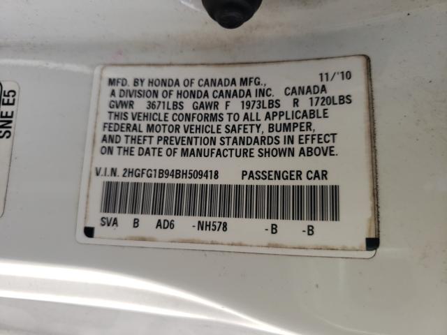 2011 HONDA CIVIC EXL 2HGFG1B94BH509418