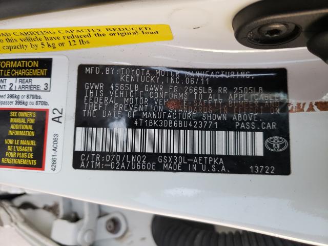 2011 TOYOTA AVALON BAS 4T1BK3DB6BU423771