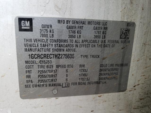 2017 CHEVROLET SILVERADO - 1GCRCREC7HZ275636