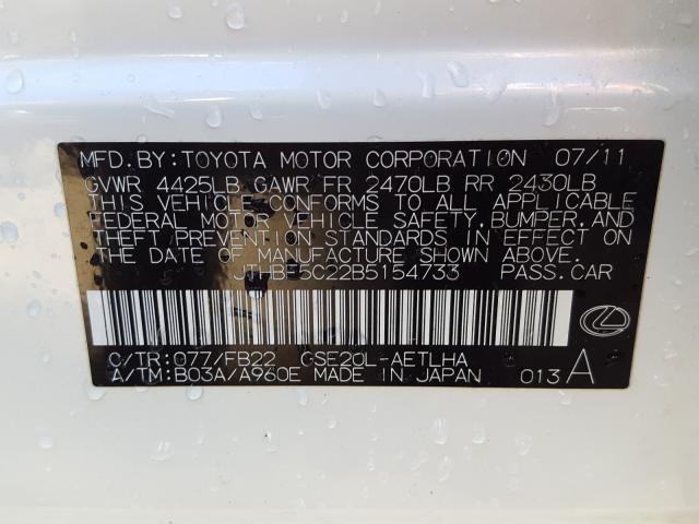 2011 LEXUS IS 250 JTHBF5C22B5154733