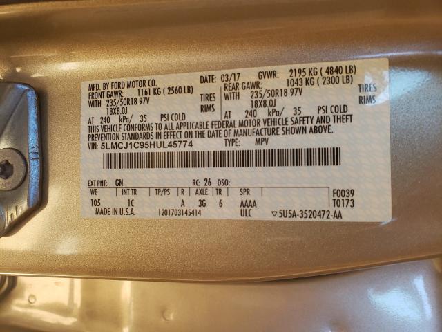 2017 LINCOLN MKC PREMIE 5LMCJ1C95HUL45774