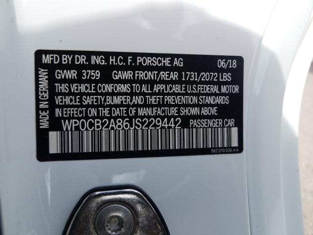 2018 PORSCHE BOXSTER S WP0CB2A86JS229442