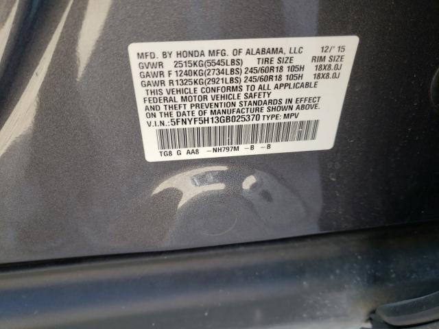 2016 HONDA PILOT LX 5FNYF5H13GB025370