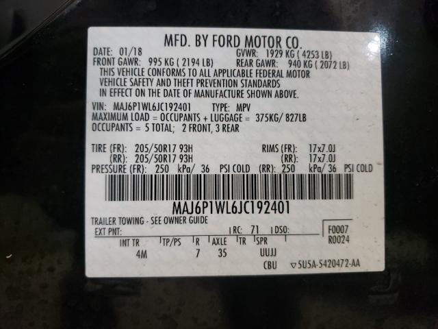 2018 FORD ECOSPORT T MAJ6P1WL6JC192401