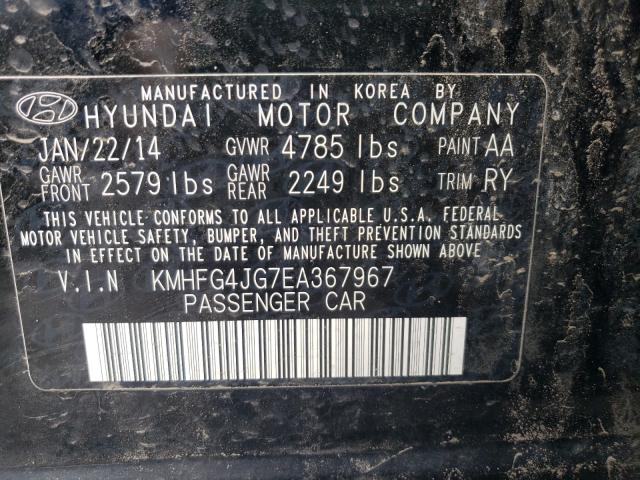 2014 HYUNDAI AZERA KMHFG4JG7EA367967