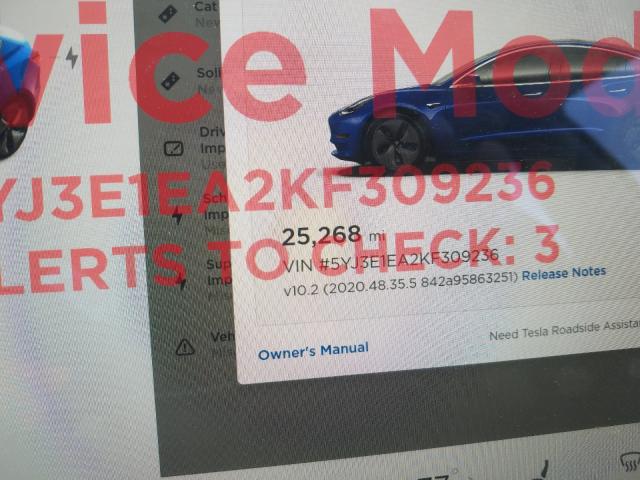 2019 TESLA MODEL 3 5YJ3E1EA2KF309236
