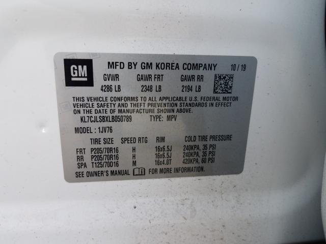 2020 CHEVROLET TRAX 1LT KL7CJLSBXLB050789