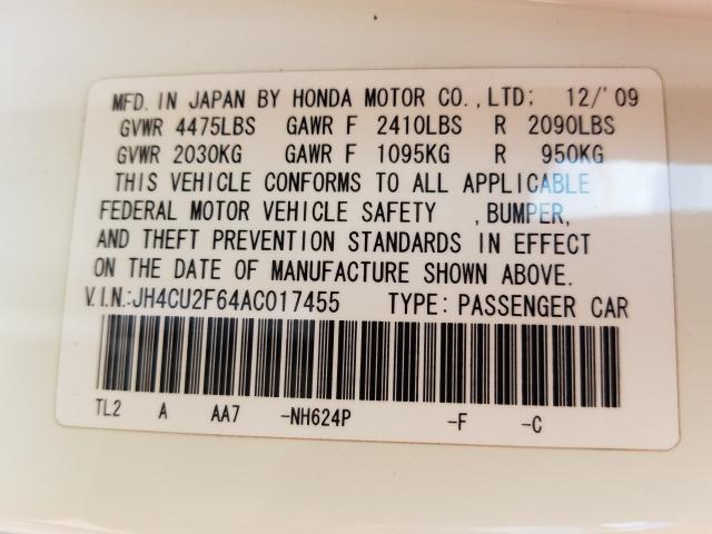 2010 ACURA TSX JH4CU2F64AC017455