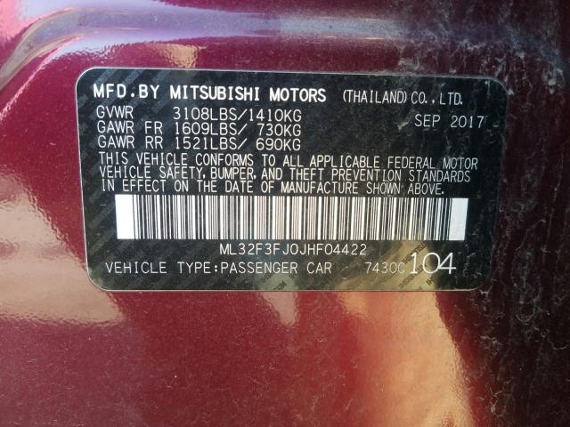 2018 MITSUBISHI MIRAGE G4 ML32F3FJ0JHF04422