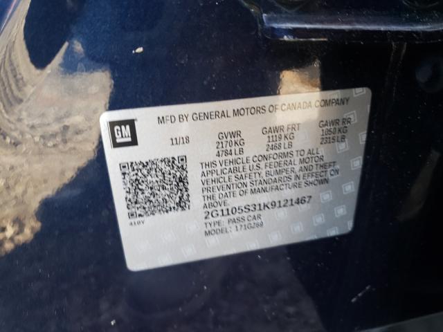 2019 CHEVROLET IMPALA PRE 2G1105S31K9121467