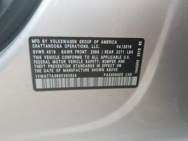 2016 VOLKSWAGEN PASSAT 1VWAT7A36GC052624