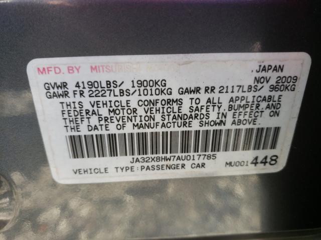 2010 MITSUBISHI LANCER GTS JA32X8HW7AU017785
