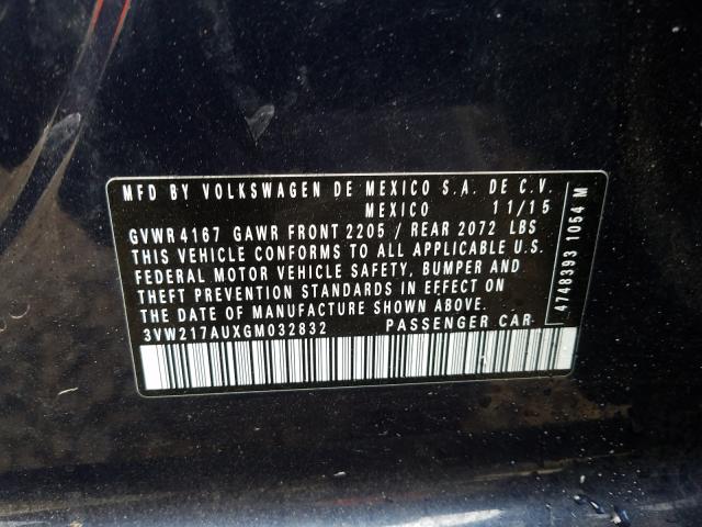 2016 VOLKSWAGEN GOLF S/SE 3VW217AUXGM032832