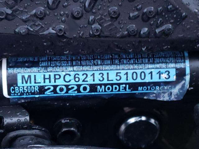 2020 HONDA CBR500 R MLHPC6213L5100113