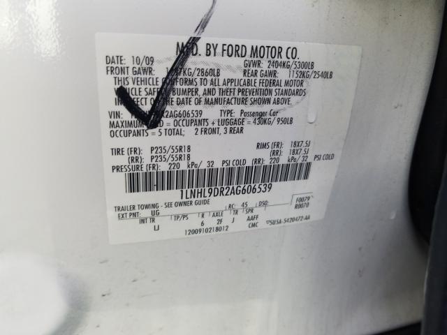 2010 LINCOLN MKS 1LNHL9DR2AG606539