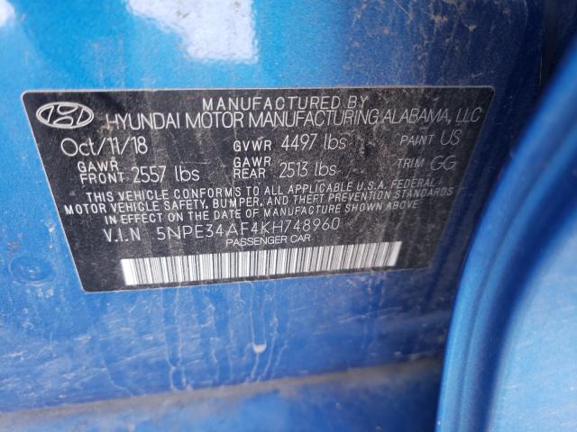 2019 HYUNDAI SONATA LIM 5NPE34AF4KH748960